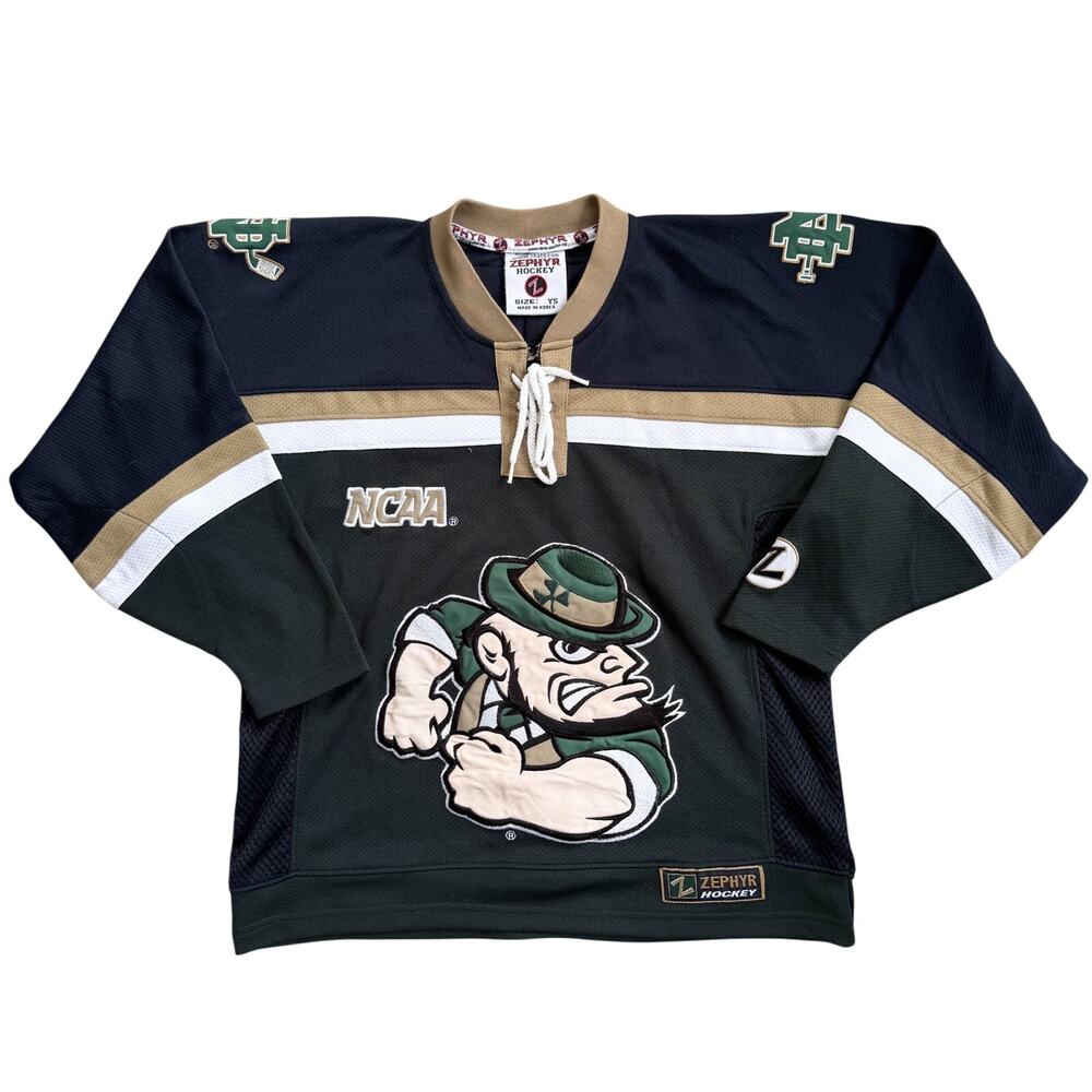 Vtg 90s Notre Dame Fighting Irish NCAA Zephyr Hockey Jersey Youth Size Small
